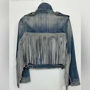 Women's Denim Suede Fringe Jacket
